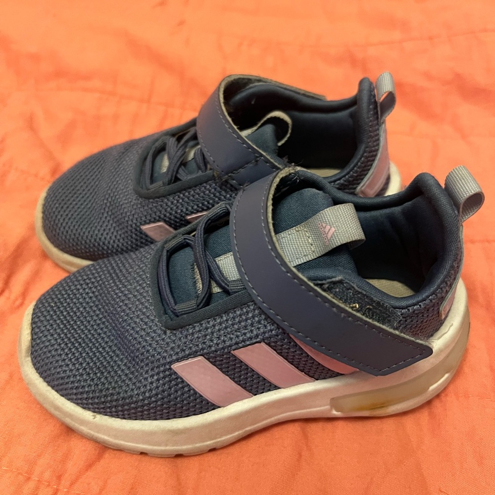 Adidas Kids' Dark Blue and Light Pink Sneakers